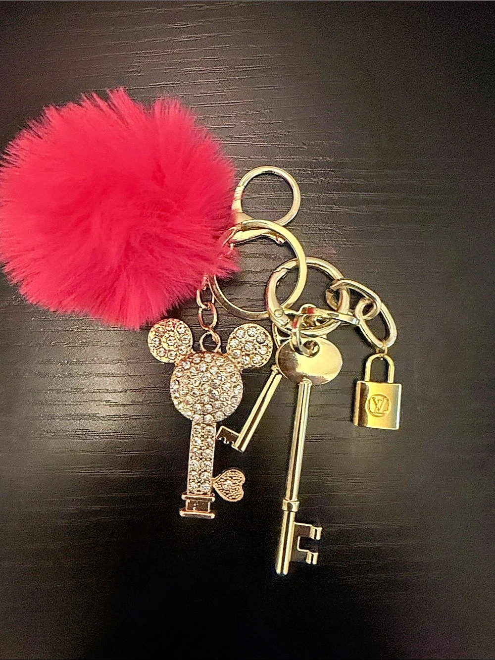 Inspired Keychain Charm Set in Gold & Pink Like New